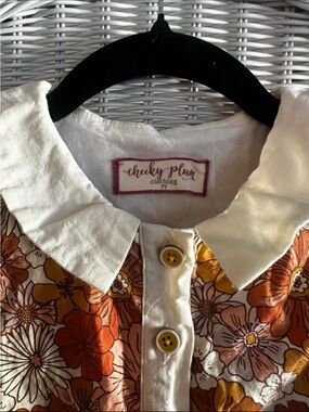 cheeky plum Floral Button Front Top in Rust, Mustard & Cream